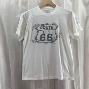 Route 66 70th Anniversary T-Shirt White Cotton Short‎ Sleeve Small Vintage 90s